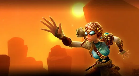 An explorer in goggles against a desert sun